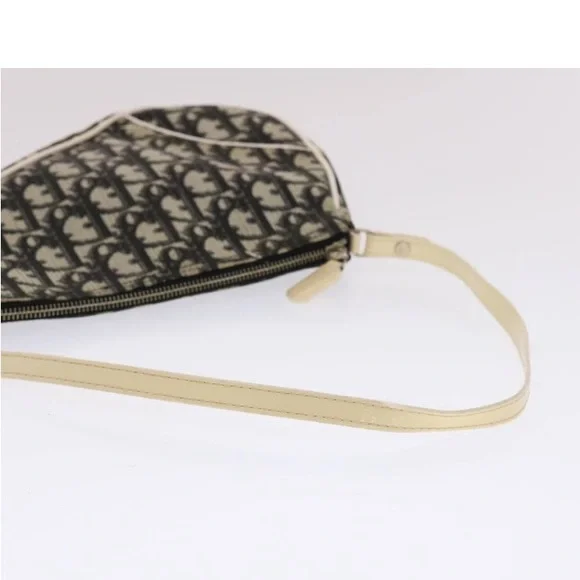 CHRISTIAN DIOR TROTTER Canvas Saddle Pouch Black/ White PREOWNED - Picture 7 of 16